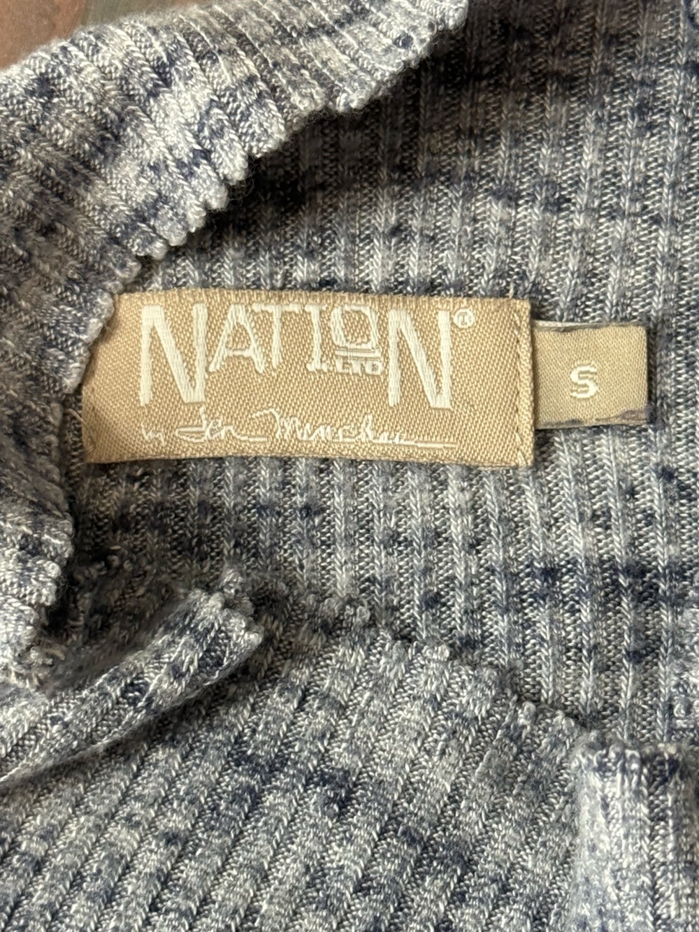 Nation LTD Gray Ribbed Mock Neck Long Sleeve Top Raw Hem Size S - Picture 10 of 10
